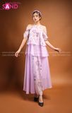 TYD0703 Set Yếm Voan Tím Tay Lơi