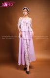 TYD0703 Set Yếm Voan Tím Tay Lơi