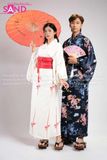 TNN0002 Set Kimono Trắng Hoạ Tiết Đỏ