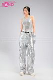Outfit Phối Sẵn - (Áo Kim Sa Tua Rua Bạc phối Quần Suông Túi Hộp Bạc Form Cứng)