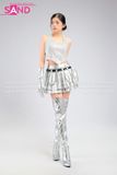 Outfit Phối Sẵn - (Áo Kim Sa Bạc phối Váy Bạc Ngắn)