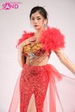 VDD0403 Váy Dạ Hội Đỏ Lông Vũ Dài Đính Đá