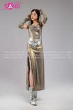 Outfit Phối Sẵn - (Áo Tà Dài Xẻ Đùi Kim Sa Mũ Trùm Kèm Bao Tay)