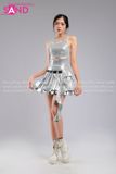 Outfit Phối Sẵn - (Váy Bạc Xếp Li 2 Tầng phối Áo Kim Sa Tua Rua Bạc)