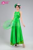 TYD0906 Set Yếm Liền Xanh Lá Khoác Tơ Trắng
