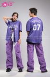Outfit Phối Sẵn - (Quần Nắp Ngang Tím phối Bóng Chày Sọc Tím)