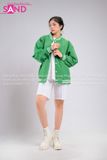 Outfit Phối Sẵn - (Quần Short Trắng phối Áo Khoác Bomber Xanh Lá)