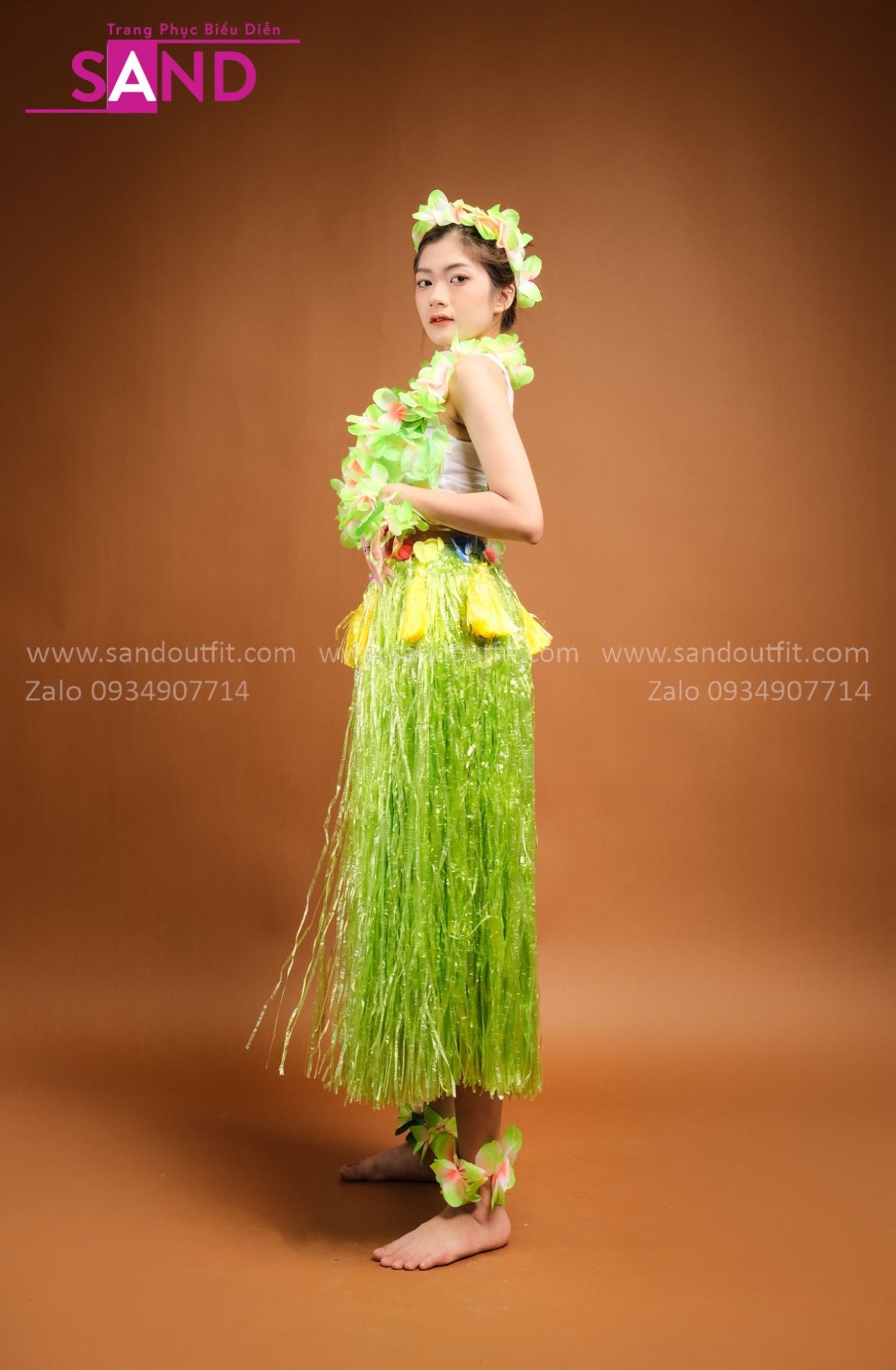  TMH0901 Váy Múa Hawaii Xanh Lá 