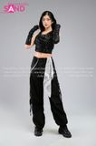 Outfit Phối Sẵn - (Áo Kim Sa Đen Mũ Trùm Kèm Bao Tay Kim Sa)