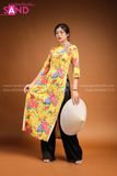 TAC0311 Áo Dài Hoa Hoạ Tiết Màu Vàng