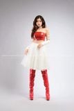 Outfit Phối Sẵn - (Áo Quây Ống Da Đỏ phối Tà Váy Phồng Trắng)
