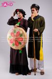 TAB0102 Áo Dài The Đen Lót Gấm Thọ Vàng - Nam