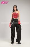 Outfit Phối Sẵn - (Quần Nắp Ngang Đen phối Áo Quây Da Đỏ)