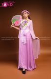 Áo Yếm Trắng Hoa Tím TYK0002 Quần Váy Tím TQV0701 Khoác Tơ Tím TTK0701