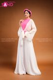 Yếm Lụa Trơn Màu Hồng Đậm TYK0502 Khoác Tơ Trắng TTK0001 Quần Váy Trắng Lụa 2 Lớp TQV0001