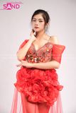 VDD0402 Váy Dạ Hội Dài Đính Đá Đỏ