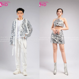 Outfit Phối Sẵn - (Váy Kim Sa Bạc Phối Yếm Kim Sa Bạc)