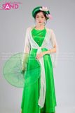 TYD0906 Set Yếm Liền Xanh Lá Khoác Tơ Trắng