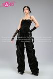Outfit Phối Sẵn - (Quần Chun Đen phối Áo 2 Dây Cúp Ngực Tua Rua Đen)