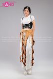 Outfit Phối Sẵn - (Quần Nắp Ngang Trắng phối Đai Nịt Thắt Lưng Tua Rua Nâu)
