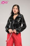 Outfit Phối Sẵn - (Quần Nắp Ngang Đỏ phối Áo Khoác Da Bóng Đen)