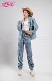 Outfit Phối Sẵn - ( HQB0818 Quần Jean Túi Hộp Ống Rộng Mẫu 18 phối HAK0803 Áo Khoác Jean Nam Dài Tay Mẫu 2)