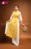 TAC0306 Áo Dài Tơ 4 Tà Thêu Vàng