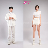Outfit Phối Sẵn - (Váy Quần Trắng Phối Áo Crop Móc Trắng)