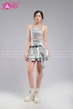 Outfit Phối Sẵn - (Váy Bạc Xếp Li 2 Tầng phối Áo Kim Sa Tua Rua Bạc)