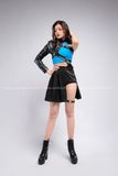 Outfit Phối Sẵn - (Tà Váy Đen phối Áo Croptop Xanh Không Tay)