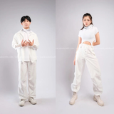 Outfit Phối Sẵn - (Quần Ống Rộng Trắng phối Áo Sơmi Tay Lửng)