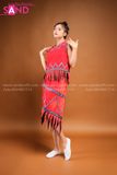NTN0402 Trang Phục Dân Tộc Ê đê (Tây Nguyên Nữ Đỏ Nhung Tua Rua)