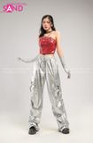 Outfit Phối Sẵn - (Quần Nắp Ngang Bạc phối Áo Quây Đỏ)