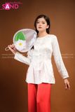TBG0001 Áo Bà Ba Nữ - Gấm Trắng