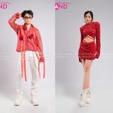 Áo Kim Sa Sơ Mi Dài Tay Hoa Hồng Đỏ Nam