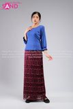 TNY0801 Trang Phục Myanmar Ren Xanh Đỏ - Nữ