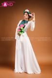 Yếm Lụa Trơn Màu Xanh Lá Đậm TYK0901 Khoác Tơ Trắng TTK0001 Quần Váy Trắng Lụa 2 Lớp TQV0001