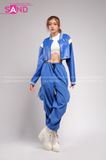 Outfit Phối Sẵn - (Set Quần Short Trắng Phối Áo Khoác Da Crop Xanh Dương )