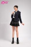 Outfit Phối Sẵn - (Váy Xếp Li Đen phối Vest Xanh Học Sinh)