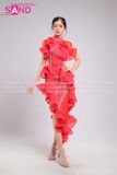Set Jumpsuit Khiêu Vũ Đỏ Cổ Yếm Tua Rua