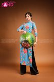 TAC0807 Áo Dài Hoa Hoạ Tiết Màu Xanh Dương