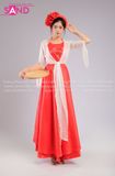 TYD0416 Set Yếm Liền Đỏ Khoác Tơ Trắng