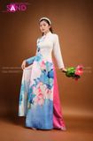 TAA0002 Áo Dài Trắng Họa Tiết Sen