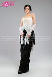 Outfit Phối Sẵn - (Quần Chun Đen phối Áo 2 Dây Cúp Ngực Tua Rua Trắng)