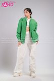 Outfit Phối Sẵn - (Quần Nắp Ngang Trắng phối Áo Bomber Xanh Lá)