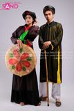 TAB0102 Áo Dài The Đen Lót Gấm Thọ Vàng - Nam