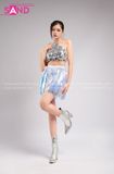Outfit Phối Sẵn - (Váy Kim Sa Màu Phối Yếm Kim Sa Bạc)