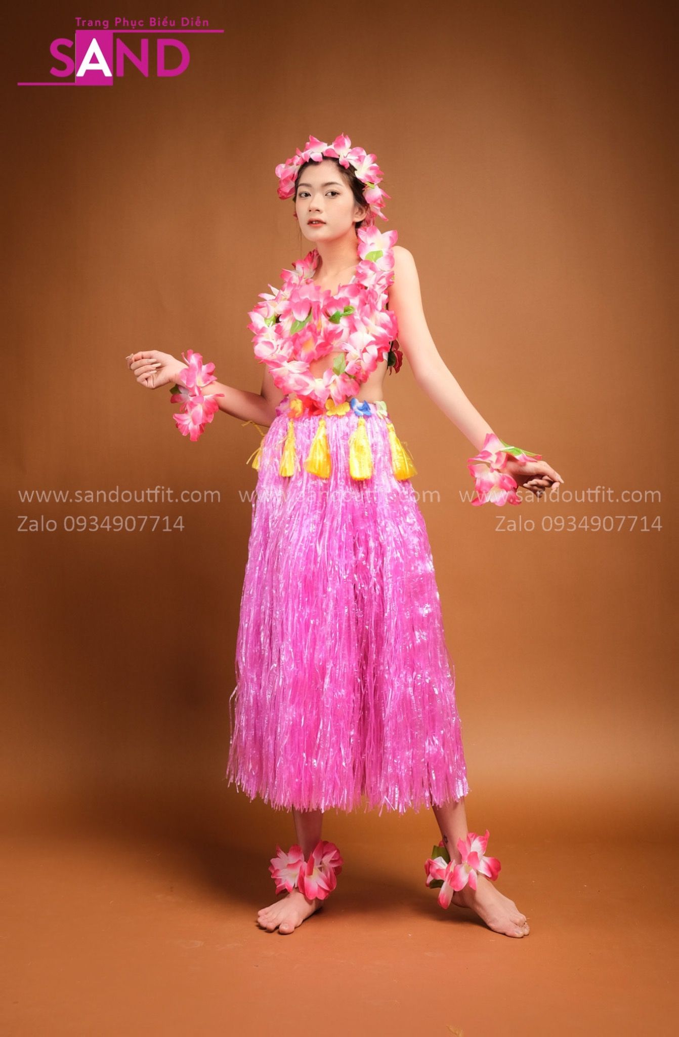  TMH0501 Váy Múa Hawaii Màu Hồng 