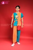 TBD1206 Trang Phục Bà Ba Đồng Dao Cam Xanh Nam