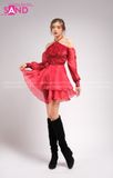 Outfit Phối Sẵn - (Set Nhảy Kim Sa Đỏ 03 Phối Boot Nhung Đen )